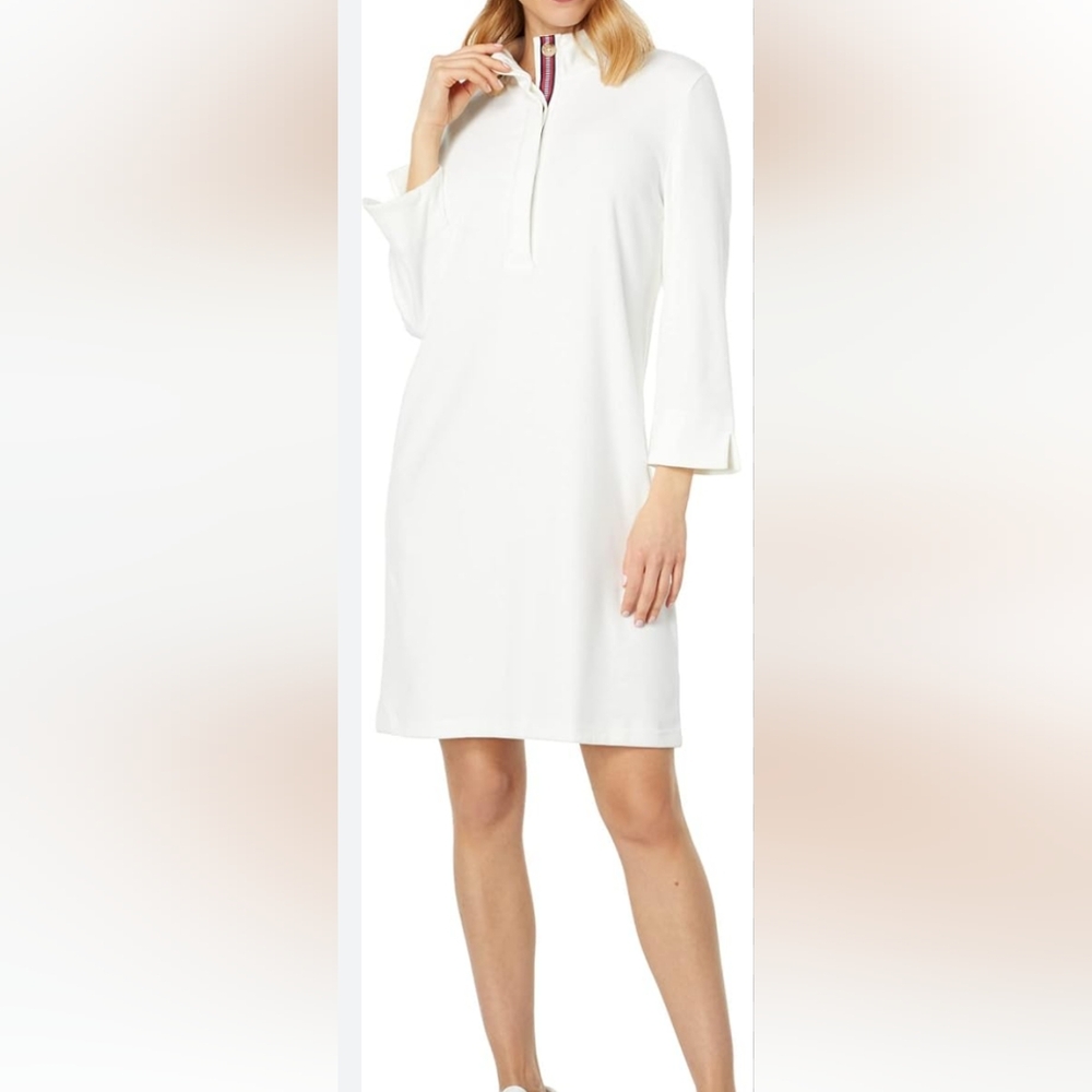 Southern Tide Star White Ashlynn Button 3/4 Sleeve Brushed Fabric Dress Size Med - Picture 16 of 16